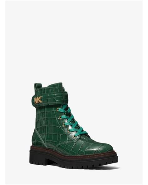 michael kors green crocodile boots|Michael Kors green boots.